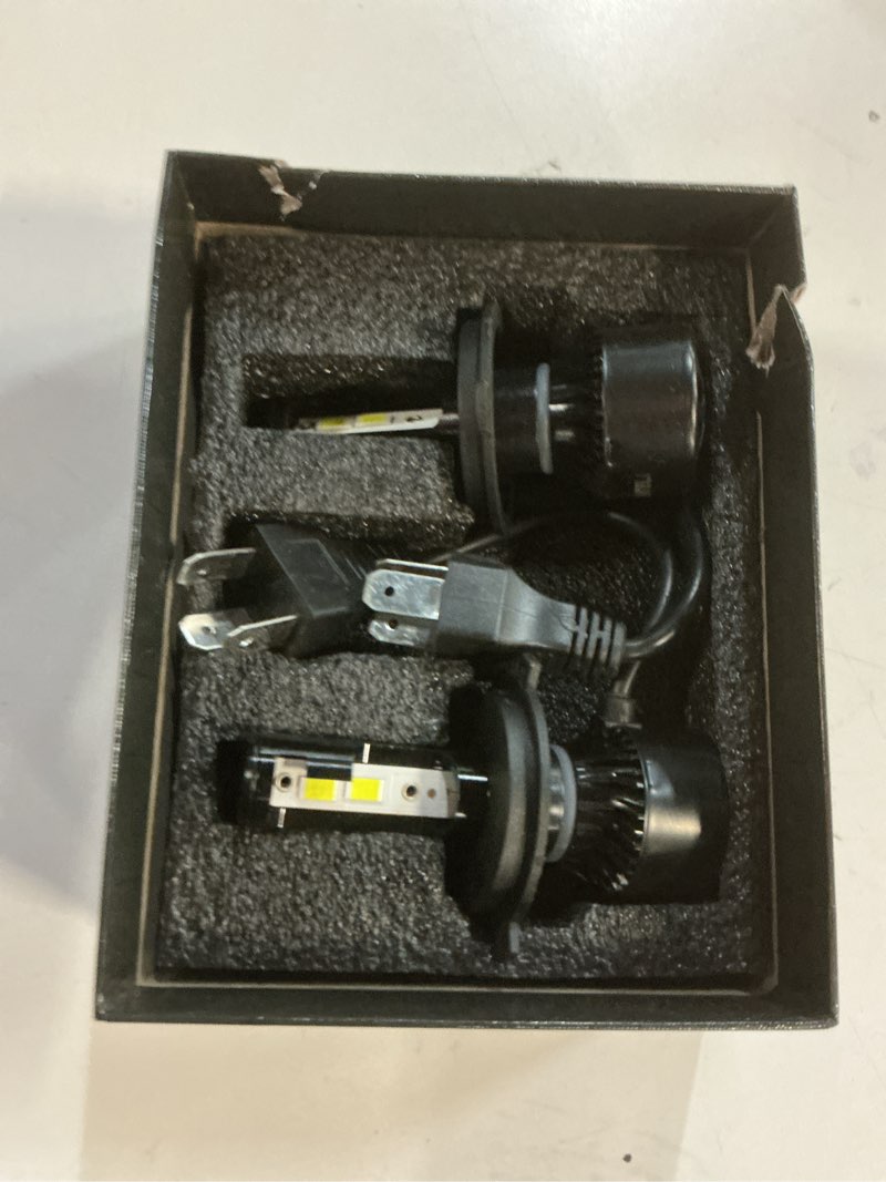 Condition photo showing Good Condition for 2x h4 led bulb, 40000lm 900% brighter 1:1 size led lights, no adapter required, 9003 bulb 6500k cool white ip68 waterproof, license plate lights h4/9003