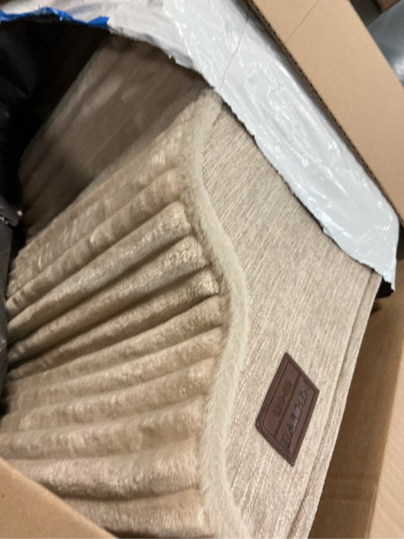 Condition photo showing Good Condition for dog stairs for small dogs and cats 18" h, high density support foam dog steps ramp for bed and couch, pet stairs with non-slip bottom and remove washable cover, 4-step pet steps, beige beige 4 4 step-18.0"h