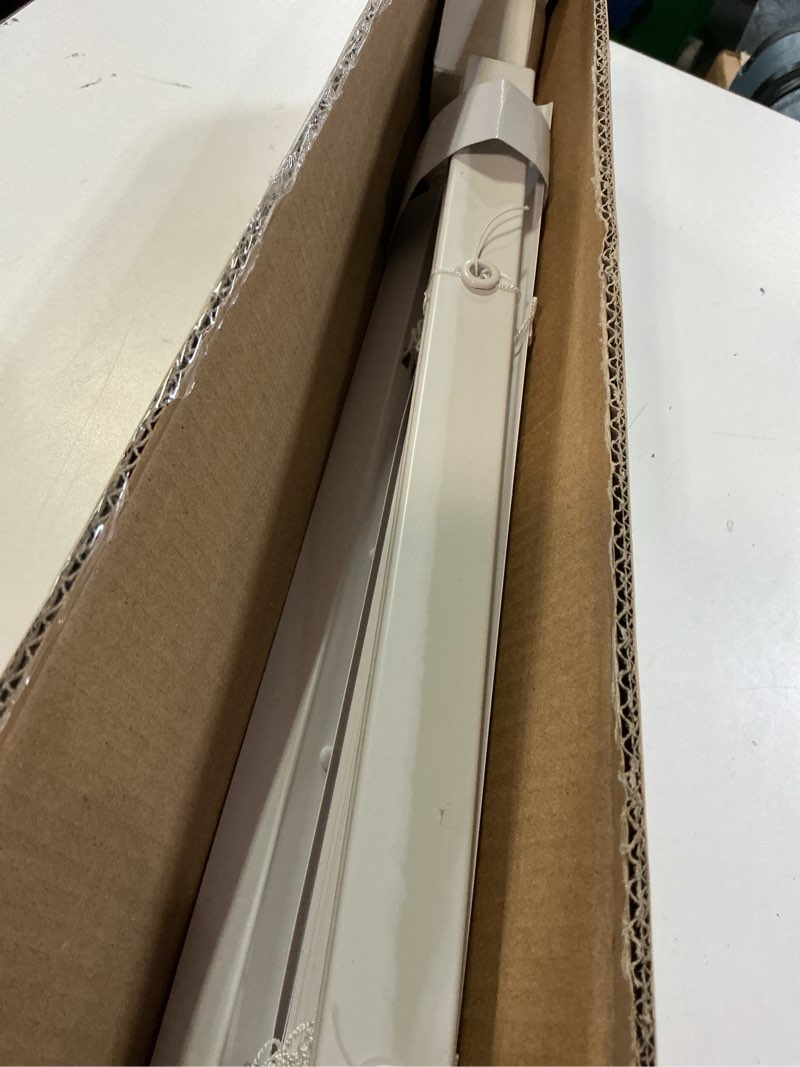 Condition photo showing As Is for no tools no drill cordless mini blinds 20" wx 36" h, 1" l-shaped blades, horizontal vinyl blinds for indoor windows, white 20x36in
