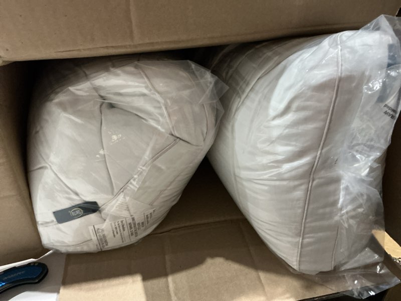Condition photo showing Good Condition for serta down illusion soft hypoallergenic medium/firm bed pillows for side, stomach or back sleepers (2 pack), king, white white king medium/firm