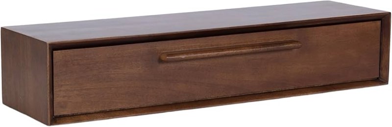 TuckTect Floating Solid Wood Console Table, 39'' Wall Mounted Narrow Entryway Table with Storage She