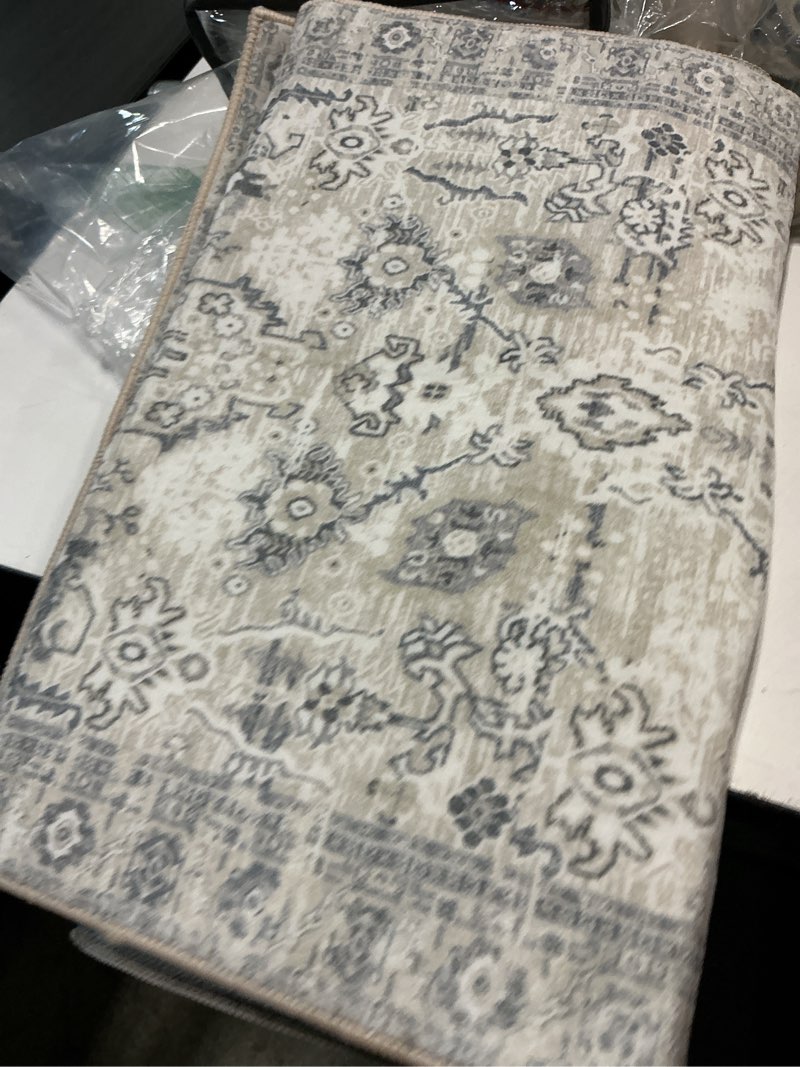 Condition photo showing As Is for (incomplete only one piece)  granny says boho kitchen rug sets of 3, non slip washable faux wool kitchen mats for floor, thick soft anti-fatigue comfort standing mat runner rugs for hallway laundry room, beige beige 1'8\" x 4'11\" (20\" x 59\" + 20\" x 48\" + 20\" x 32\")