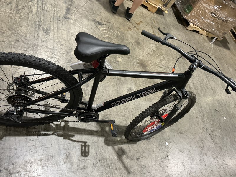 Condition photo showing As Is for ozark trail 27.5" mountain bike, small frame, fits riders 5'0" - 5'6", black, adult, unisex