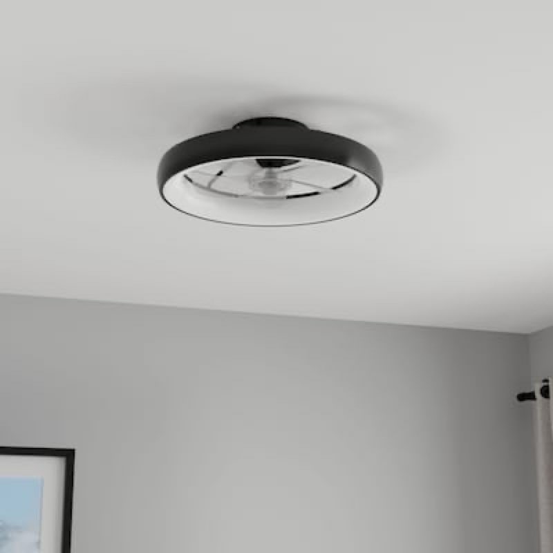 harbor breeze capeview 20-in color-changing outdoor flush mount matte black with clear acrylic blades fandelier ceiling fan with light - remote included ( 5 -blade )