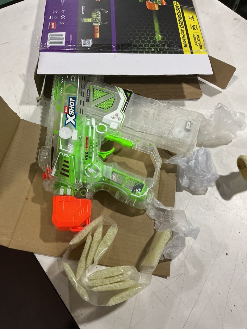 Condition photo showing As Is for xshot hyper gel glow nightmare blaster by zuru outdoor motorized with 10,000 pellets for ages 14+