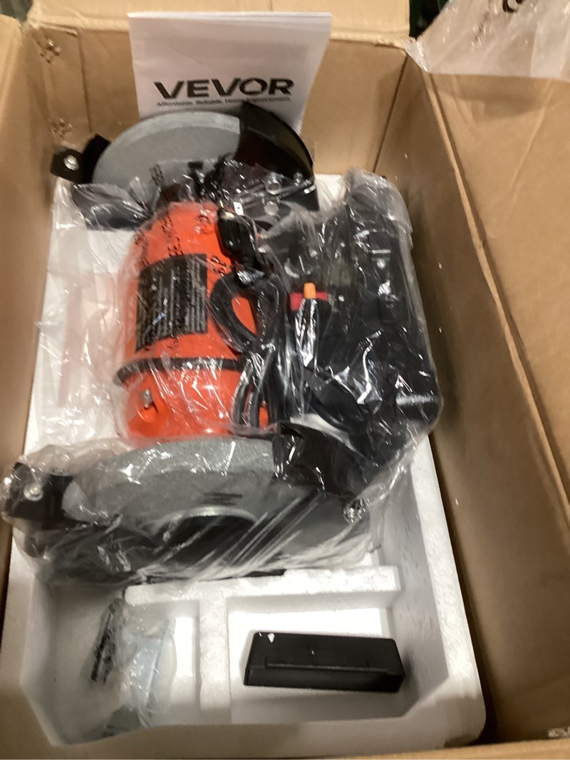 Condition photo showing Good Condition for VEVOR Bench Grinder, 8-inch Variable Speed Bench Grinder, 2000-3450RPM Table Grinders with 550W 5.0A 3/4Hp Induction Motor, 36/60-Grit Grinding Wheel & Adjustable Eye Shield for Sharpening Grinding 8 inch-550W