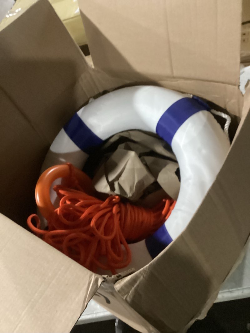 Condition photo showing Good Condition for 20/28 inch foam life preserver ring with 98.4 ft floating lifesaving rope, throwable flotation device, for boat safety equipment 20" life preserver ring