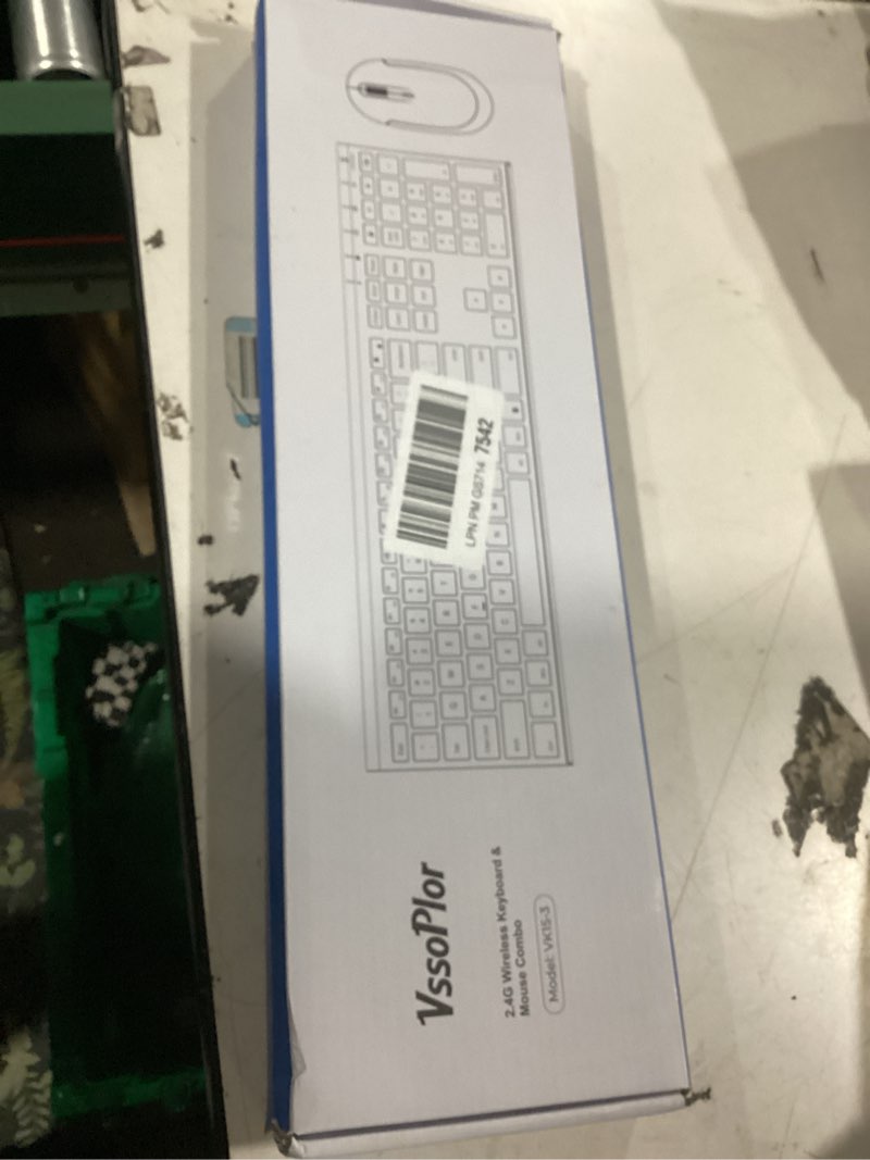 Condition photo showing New/Like New for wireless keyboard and mouse, vssoplor rechargeable quiet full-size keyboard and mouse combo set ultra slim design for laptop, pc, notebook, desktop-white and gold