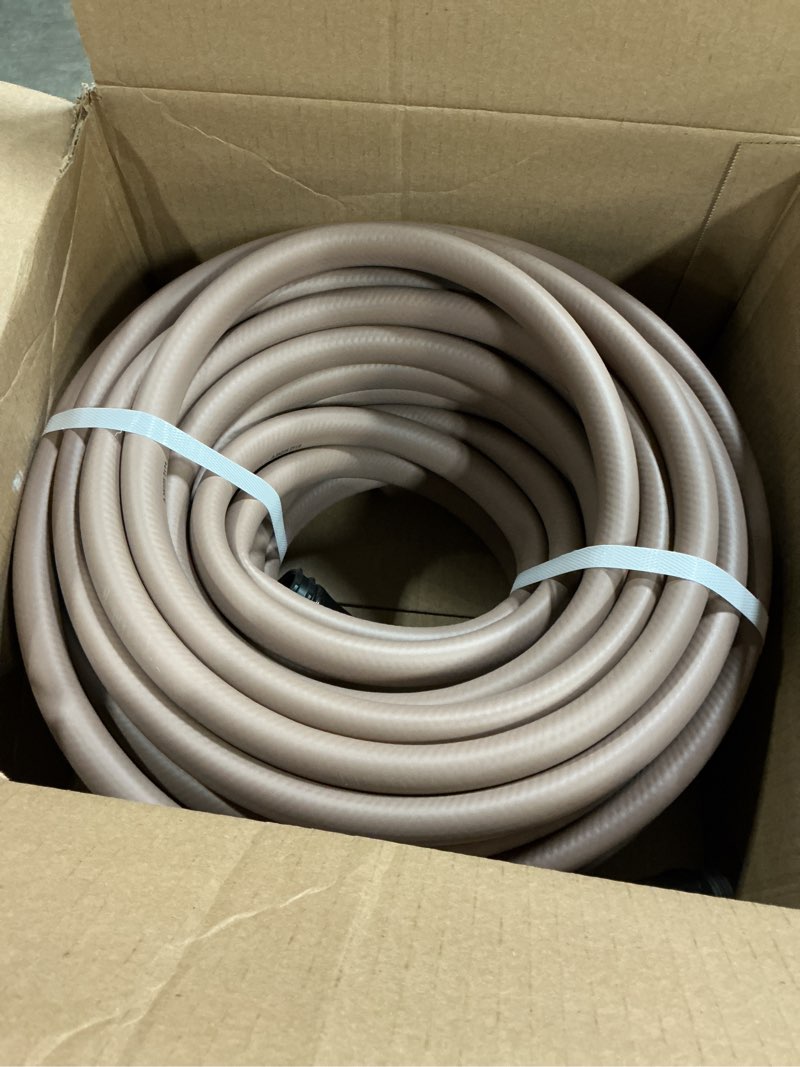 Condition photo showing Good Condition for flexzilla colors garden hose 5/8 in. x 100 ft., lightweight all-weather water hose, durable and flexible, leak-free connections, brown mulch standard grip 100ft brown mulch