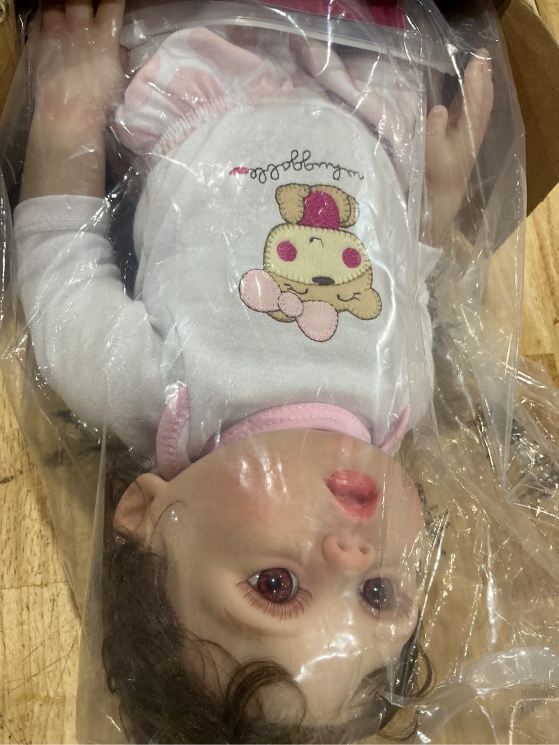 Condition photo showing New/Like New for kaydora realistic reborn baby doll - 18 inch doll girl with full vinyl body | brown eyes, handmade hair, with accessories, anatomically correct body, weighted, lifelike, gift for 3 pink 1