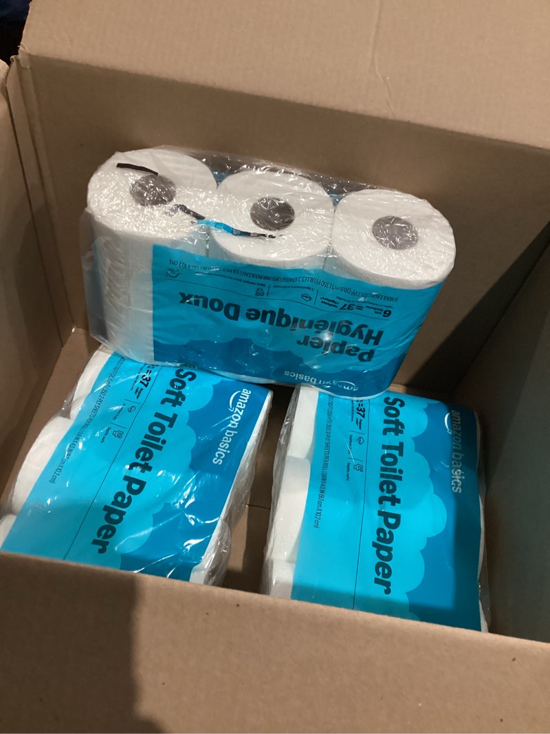 Condition photo showing New/Like New for Amazon Basics 2-Ply Soft Toilet Paper, 6 Rolls (3Pack of 6), Equivalent to 37 Regular Rolls, Packaging May Vary 350 sheet (Pack of 6)