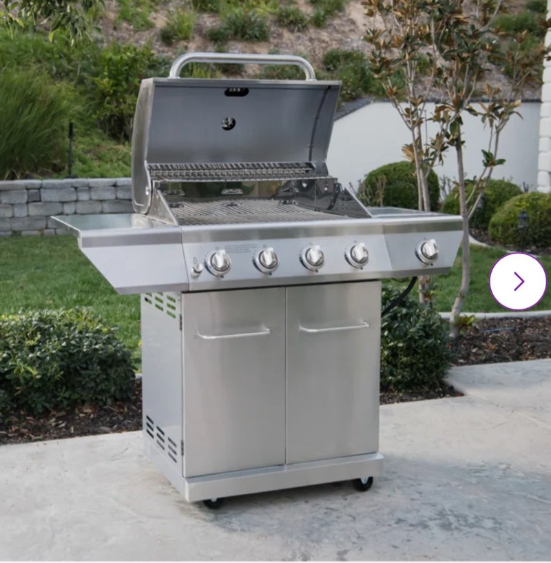 Nexgrill 4 - Burner Free Standing Propane Gas Grill with Side Burner and Cabinet