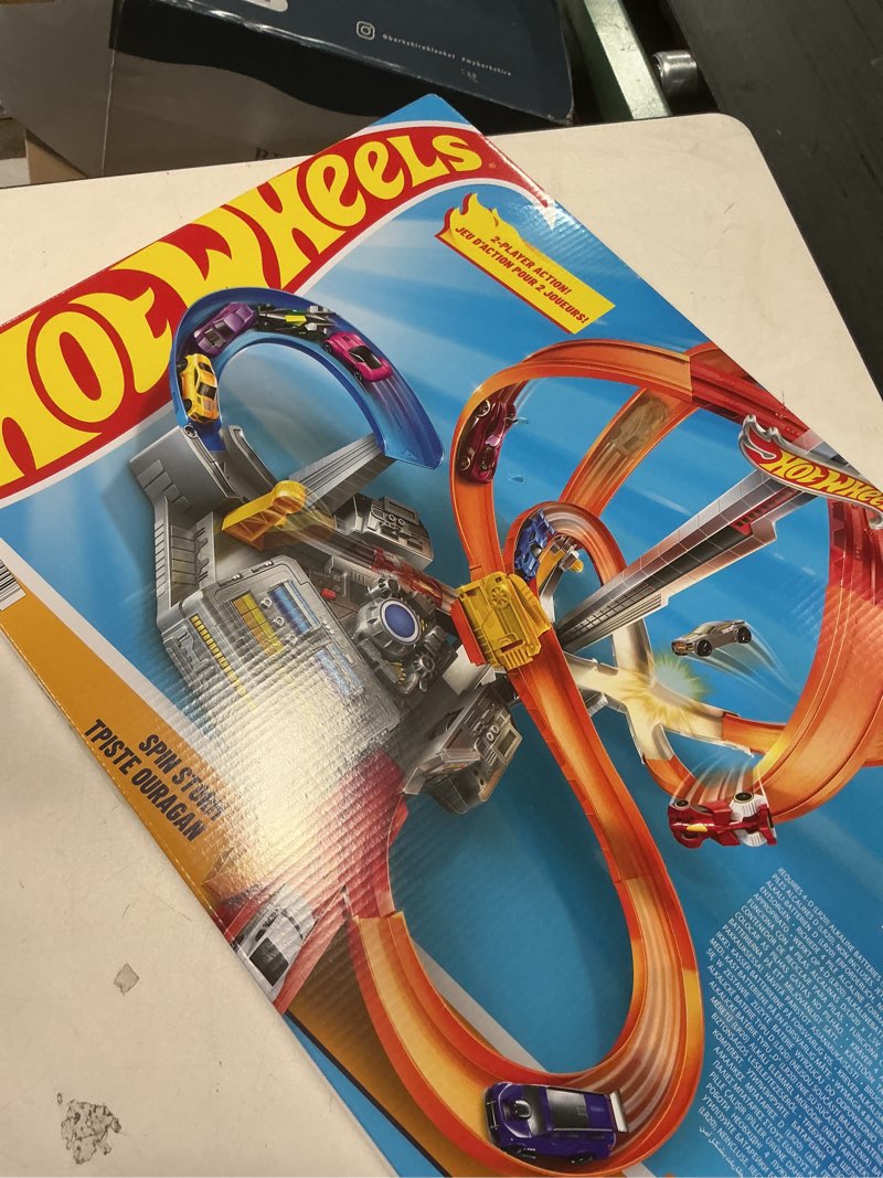 Condition photo showing Good Condition for Hot Wheels Track Set with 1 Toy Car, Multi-Lane, Motorized Track with 3 Crash Zones, Spin Storm Racetrack ??? (B00T03TFJ0)