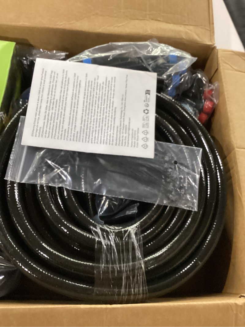Condition photo showing Good Condition for 246ft drip irrigation system with lcd timer, automatic watering system kits,1/2 inch hose 1/4 inch distribution tubing 3 sprayer types, for garden, greenhouse, garden, lawn 246ft + timer