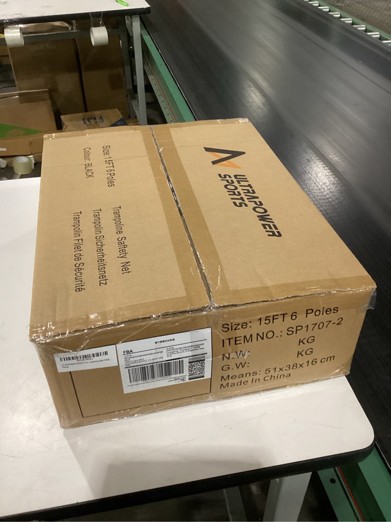 Condition photo showing New/Like New for Trampoline Net Replacement 10FT 12FT 13FT 14FT 15FT Netting Replacement for Round Frame Trampolines Enclosure Net 6 Poles 8 Straight Poles with Protection Buckles Adjustable Straps Zipper (Net only) 15 FT - 6 poles