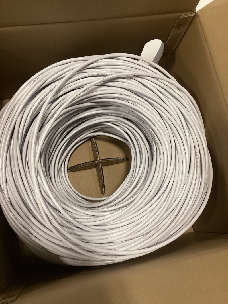 Condition photo showing Good Condition for celertec cat6 ethernet cable, 1000ft, 23awg solid bare copper, unshielded twisted pairs(utp), 550mhz, etl listed &cmr riser rated, indoor, bulk ethernet cable, pull box -white