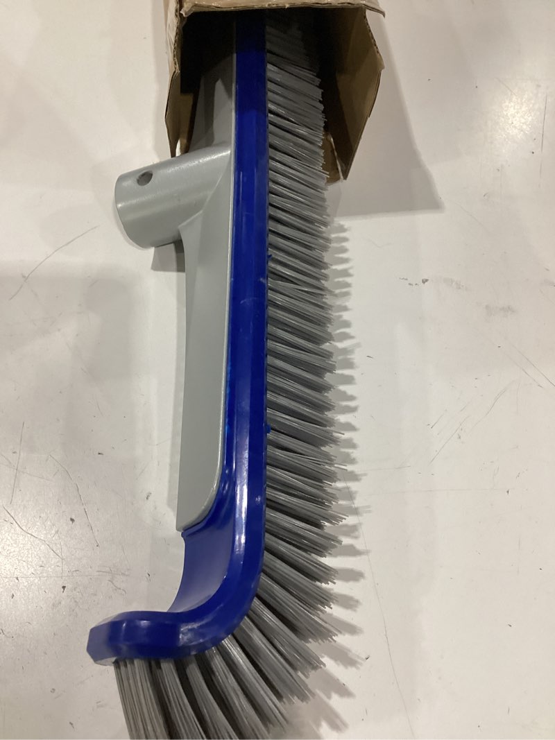 Condition photo showing New/Like New for pool brush head, heavy duty scrub brush with upgraded premium nylon bristles and reinforced aluminium back for cleaning inground/above ground swimming pool, walls, bath tub, tiles & floors(blue) ultra blue