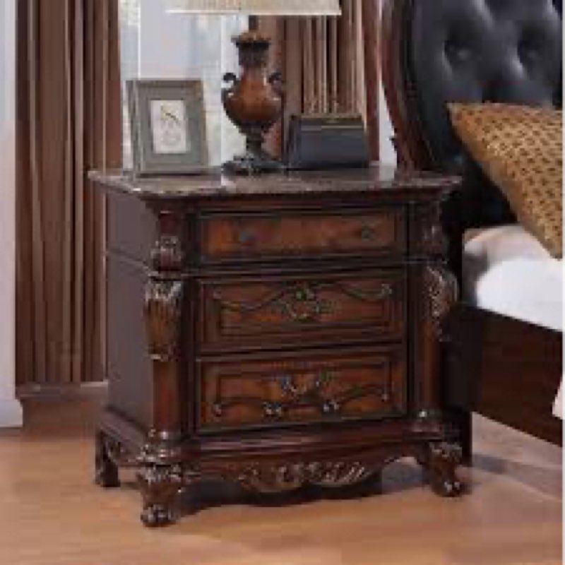Palazzo Marina 3-Drawer Solid Wood Nightstand in Brown