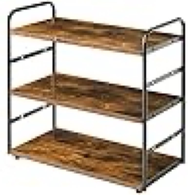 IBUYKE 3-Tier Bathroom Counter Organizer, Tray Countertop Storage Shelf, Kitchen Spice Rack Standing, Counter Standing Rack Cosmetic Holder, Rustic Brown TWJ001H
