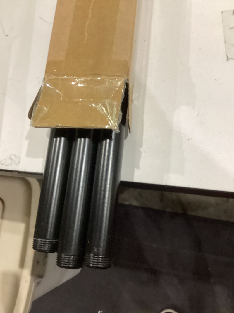 Condition photo showing Good Condition for geilspace 6 pack 3/4" × 30" pre-cut black metal pipe, industrial steel fits standard three quarters inch black threaded pipes and fittings - vintage diy industrial shelving (3/4" × 30") 3/4" × 30" black