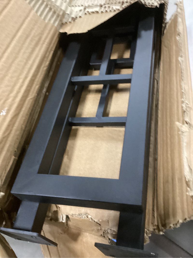 Condition photo showing Good Condition for 2Pcs 35.4in U-Shaped Stair Handrail, Matte Black Hand Rail with Square Pattern, Wrought Iron Outdoor Stair Railing for Porches, Decks, Fences, Black Black Square