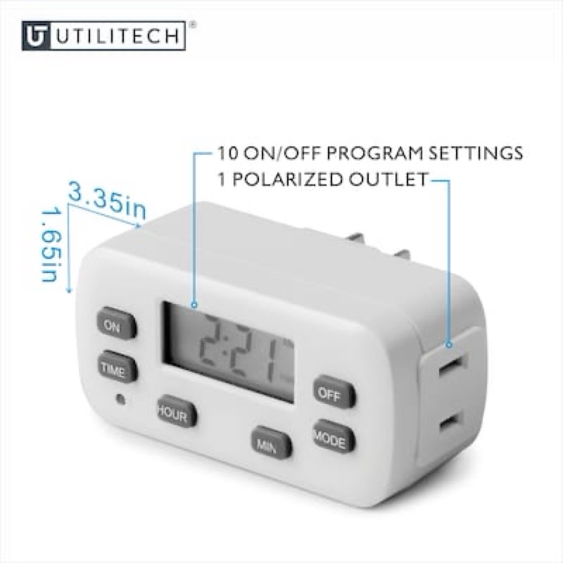 utilitech 15 -amps 125-volt indoor 1 -outlet programmable countdown digital lighting timer