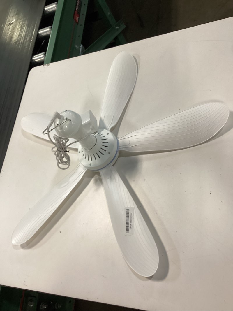 Condition photo showing Good Condition for Ceiling Fan for Patio, Gazebo & Home Indoor Use, 28Inch Portable Hanging Ceiling Fan, 5 Detachable Blades, Room Hanging Fan, DC12V for Bed Tent Home Room with a 110V AC adaptor included