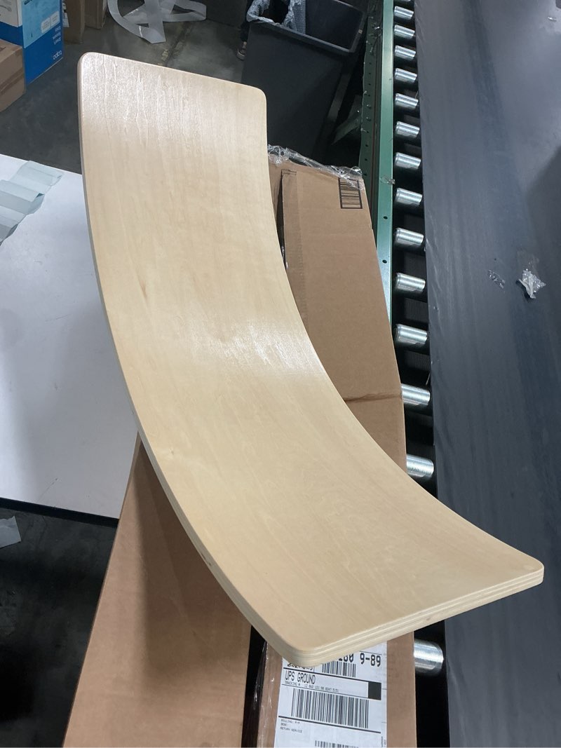 Condition photo showing Good Condition for Gentle Monster Wobble Balance Board, Wooden Montessori Toy Rocker Board Natural Wood Kids Toddler Open Ended Learning Toy Yoga Curvy Board for Adult Office Classroom Christmas Gifts