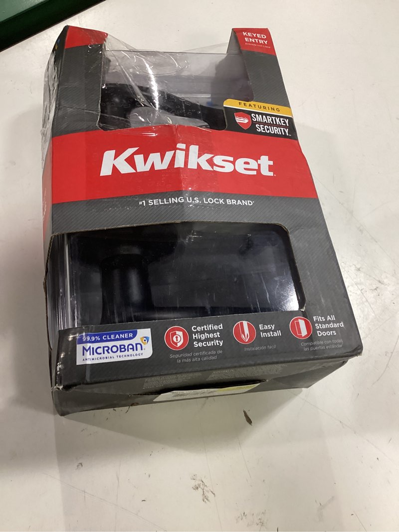 Condition photo showing As Is for kwikset smartkey tustin venetian bronze entry door knob kw1 1-3/4 in.