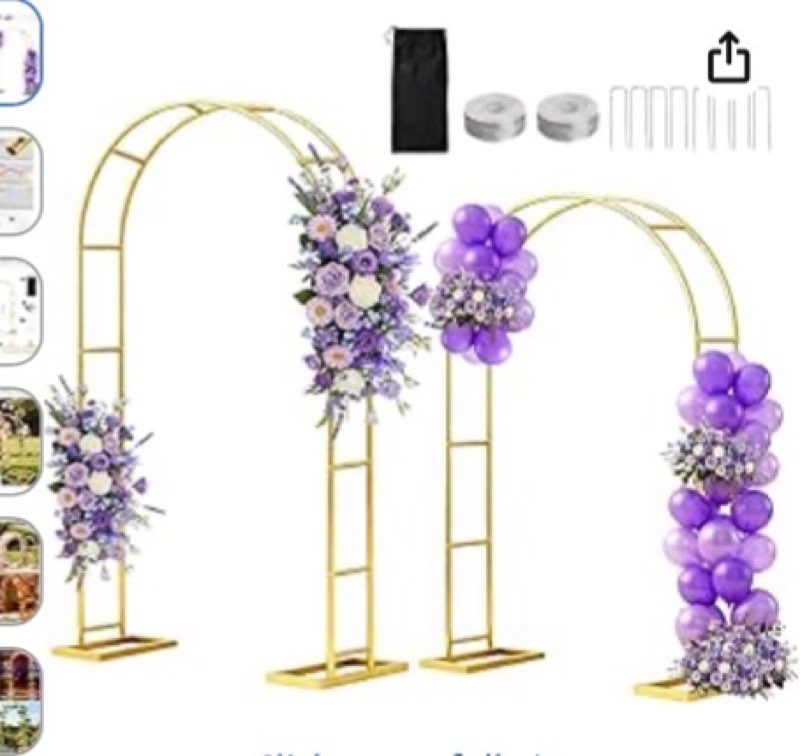 wellsign arch backdrop stand 7.2ft, 6ft set of 2, metal pergola arbor garden arch trellis for climbi