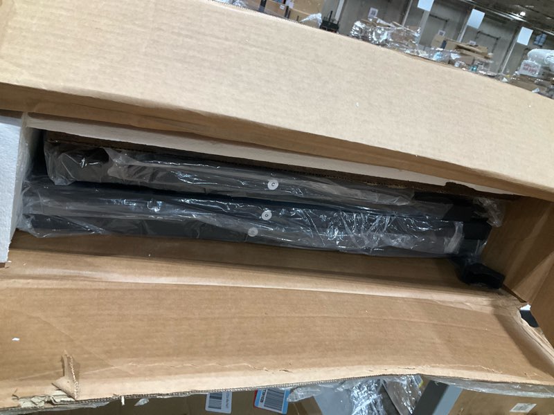 Condition photo showing As Is for vasagle bar table and chairs set, square table with 2 stools, dining pub set for 2, space saving for kitchen breakfast, living room, rustic brown and ink black 23.6"d x 23.6"w x 35.4"h rustic brown + ink black