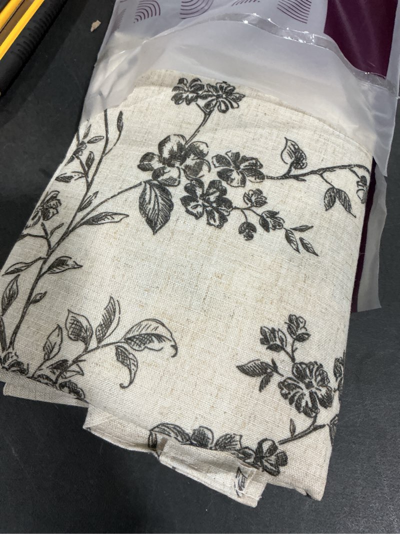 Condition photo showing New/Like New for jinchan Floral Kitchen Curtains 45 Inch Linen Tier Curtains Farmhouse Cafe Half Window Drapes for Small Windows Light Filtering Black on Beige for Living Room Bathroom Back Tab 2 Panels 38"W x 45"L (Pack of 2) Alisa Black on Linen