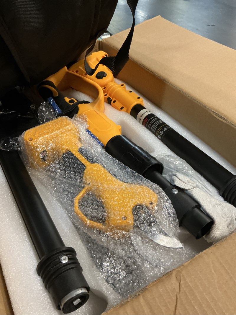 Condition photo showing New/Like New for 2-in-1 pole pruner & cordless electric pruning shears for dewalt 20v battery, 14ft reach, 1.2" cutting diameter, brushless motor with lcd display, for tree trimming branch cutter (no battery) 2 in 1 yellow for dewalt 20v