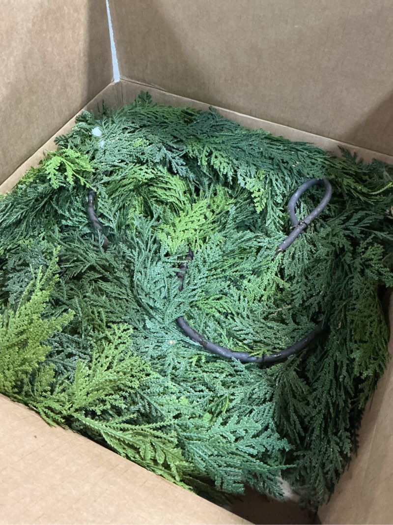 Condition photo showing New/Like New for SHareconn 9FT Christmas Cedar Garland Decoration, Artificial Realistic Faux Cypress Greenery Garland for Winter Mantle Table Stairs Railing Fireplace Holiday Indoor Outdoor Decor, 9 FT