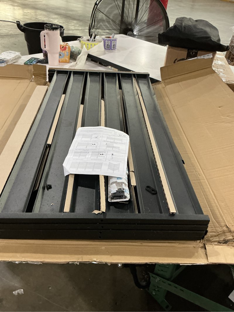 Condition photo showing Good Condition for 46" h x 46" w 2 panels air conditioner fence screen trash can privacy fence panels for outside unit, pool eequipment enclosure, no dig backyard fence (black) 46"w x 46"h (2 panel)