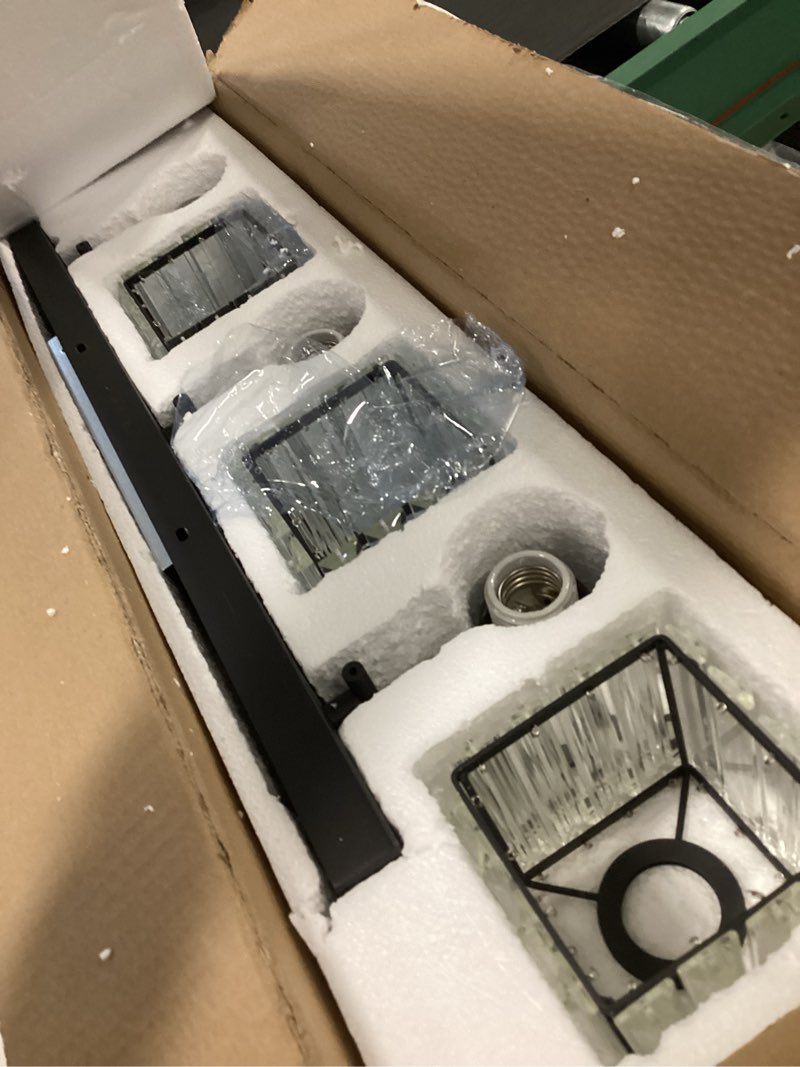 Condition photo showing New/Like New for Ralbay Modern Crystal Black Vanity Light 3 Light Bathroom Light Fixtures Over Mirror Matte Black Crystal Bathroom Wall Lighting Square-Black 3-light