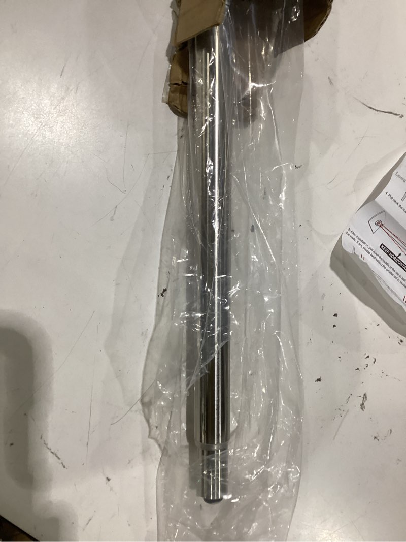 Condition photo showing As Is for shower curtain rod silver