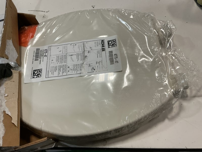 Condition photo showing Good Condition for kohler k-4775-47 brevia round toilet seat with quick-release hinges and quick-attach hardware for easy clean, almond round almond