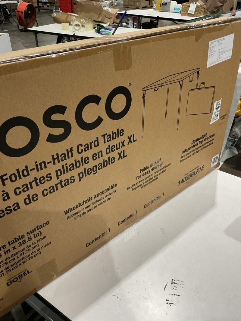 Condition photo showing Good Condition for coscoproducts cosco xl 38.5" fold-in-half card table w/handle, black, indoor & outdoor, wheelchair accessible
