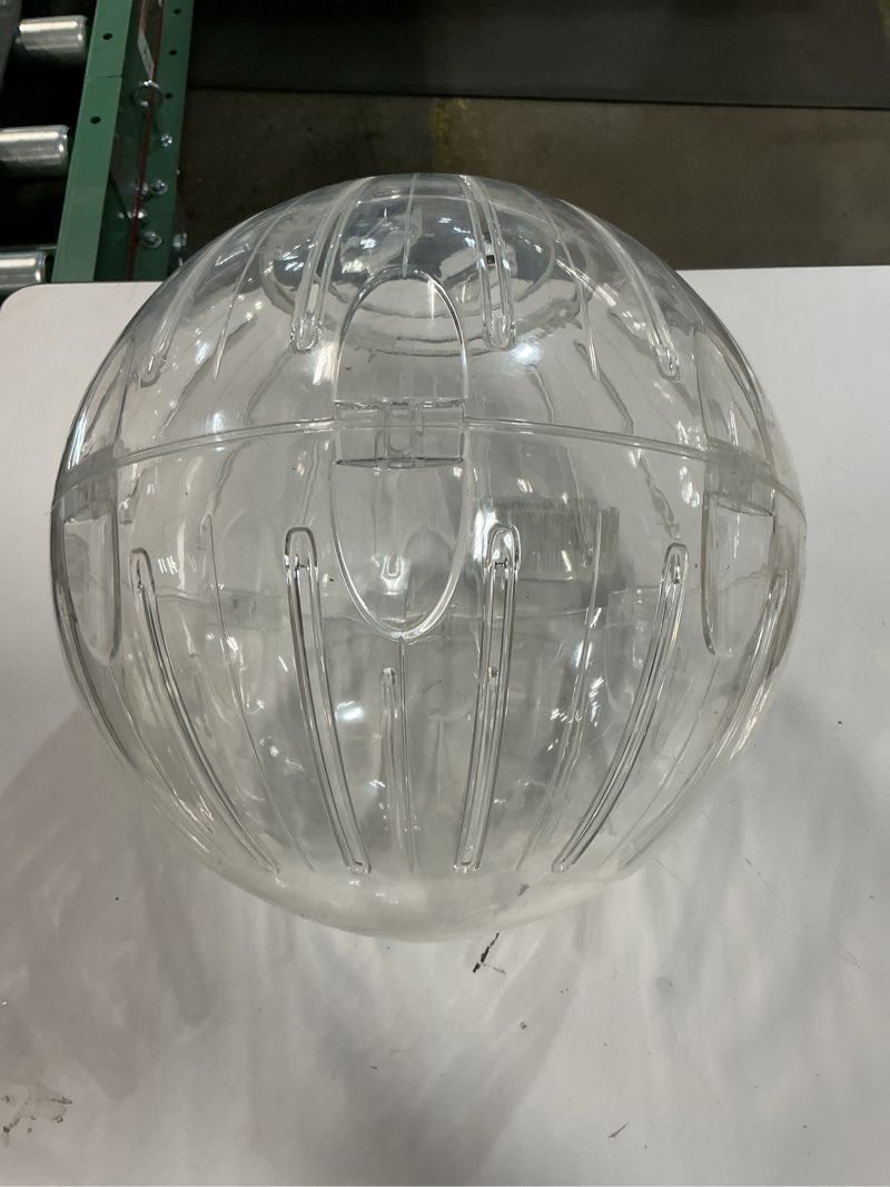 Condition photo showing As Is for kaytee 13" clear run-about exercise ball for pet rats & chinchillas