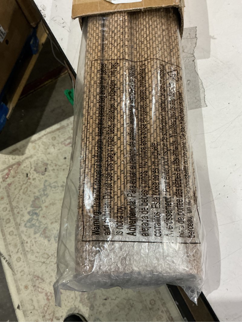 Condition photo showing Good Condition for allesin zen no drill cordless bamboo roman shade, light filtering brown woven window blinds, eco-friendly roll up shade for living room kitchen, 36" w x 64" h, brown brown 36"w x 64"h