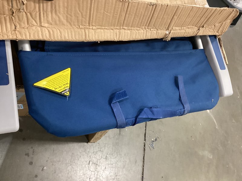 Condition photo showing Good Condition for Tommy Bahama Big Boy 4-Position Folding 13" High Seat Backpack Beach or Camping Chair, Aluminum, Navy