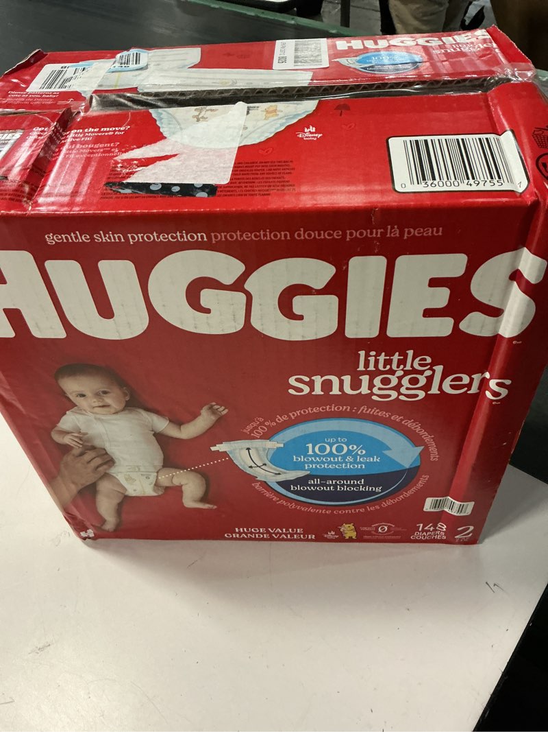 Condition photo showing New/Like New for huggies size 2 diapers, little snugglers baby diapers, size 2 (12-18 lbs), 148 count, packaging may vary size 2 148
