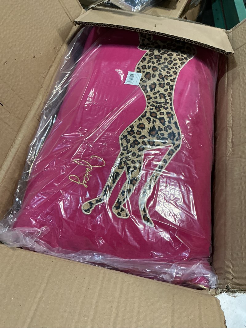 Condition photo showing Good Condition for juicy couture reversible velvet cheetah pillow, 14" x 24" decorative pillow, hot pink cheetah hot pink 14x24 inch