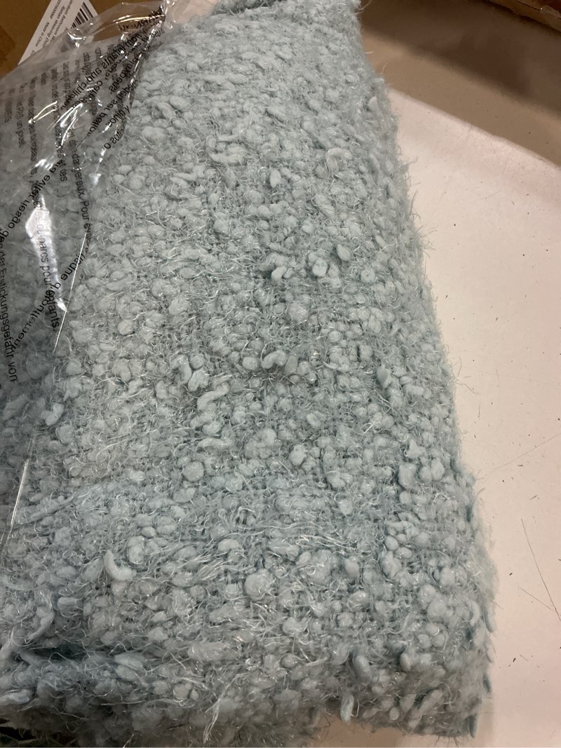 Condition photo showing New/Like New for winter knit throw blanket fluffy fuzzy soft lightweight cozy farmhouse tassels chunky knitted throws for couch sofa bed (dream blue, 60"x80") dream blue 60"x80"