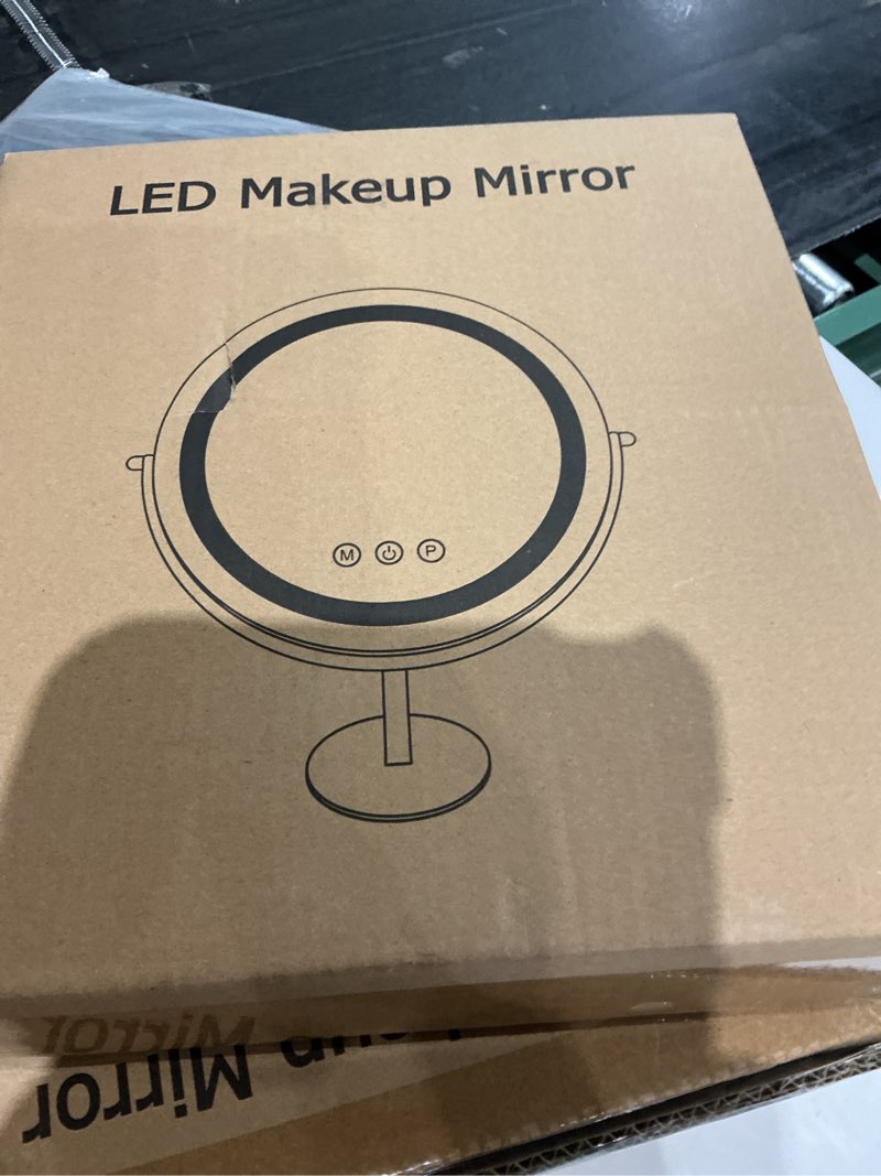 Condition photo showing New/Like New for makeup mirror with lights, lighted makeup mirror with magnification, 1x/10x, large round vanity mirror with stand, 3 color modes, brightness adjustable, smart touch control, 13 inches diameter 15"l x 13"w