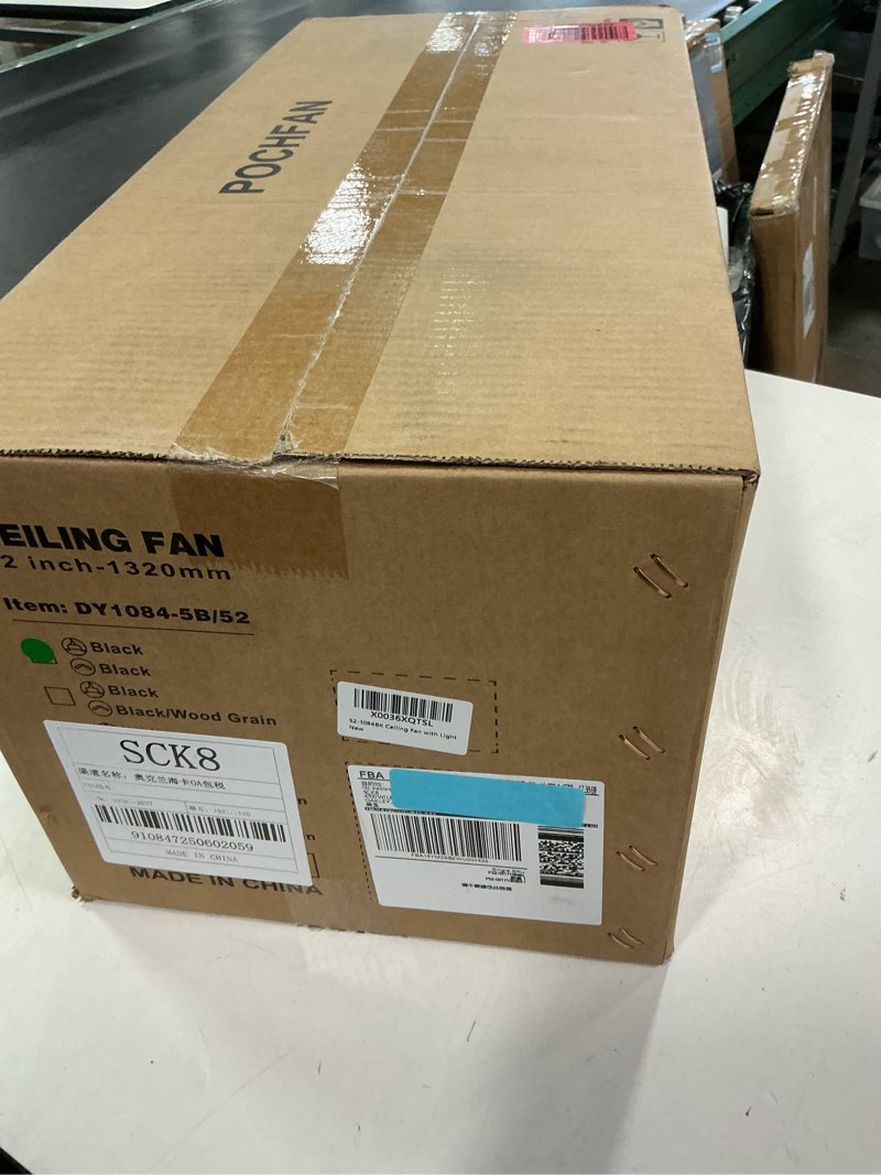 Condition photo showing New/Like New for 52 inch Black Ceiling Fans with Lights and Remote Control, Noiseless Modern Ceiling Fan for Bedroom, Living Room, Dining Room, Dimmable 3CCT 6-Speed ETL Listed Black 52-inch