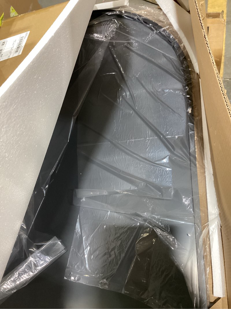 Condition photo showing As Is for Delma Arched Bathroom Mirror, 26"x38" Wall Mounted Vanity Mirror for Bedroom, Living Room and Entryway, Black Black 38"L x 26"W