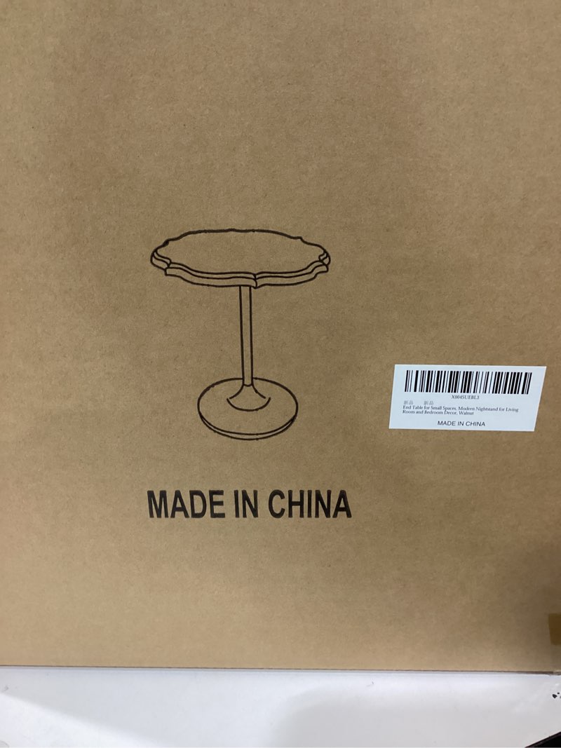 Condition photo showing item condition for Round Side Table, Solid Wood End Table for Living Room, Small Bedside Table for Bedroom, Modern Accent Tables for Small Spaces, Recliner, Couch, Office, Walnut Walnut B