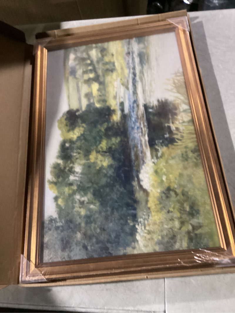 gold framed wall art vintage river canvas wall art nature landscape antique river artwork prints pic
